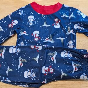 Carter's Navy Blue and Red Snowman Pajama Set Sz 12M NEW